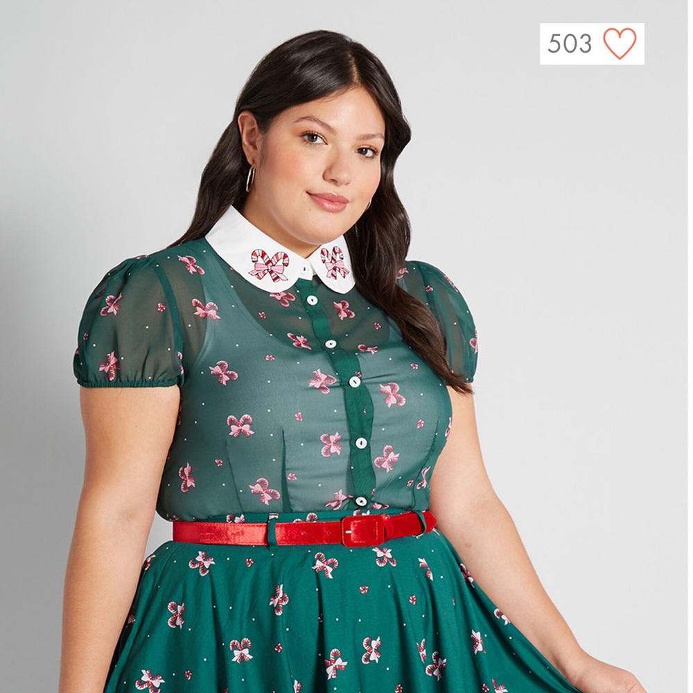 Hell Bunny Candy Cane Forest Sheer Top